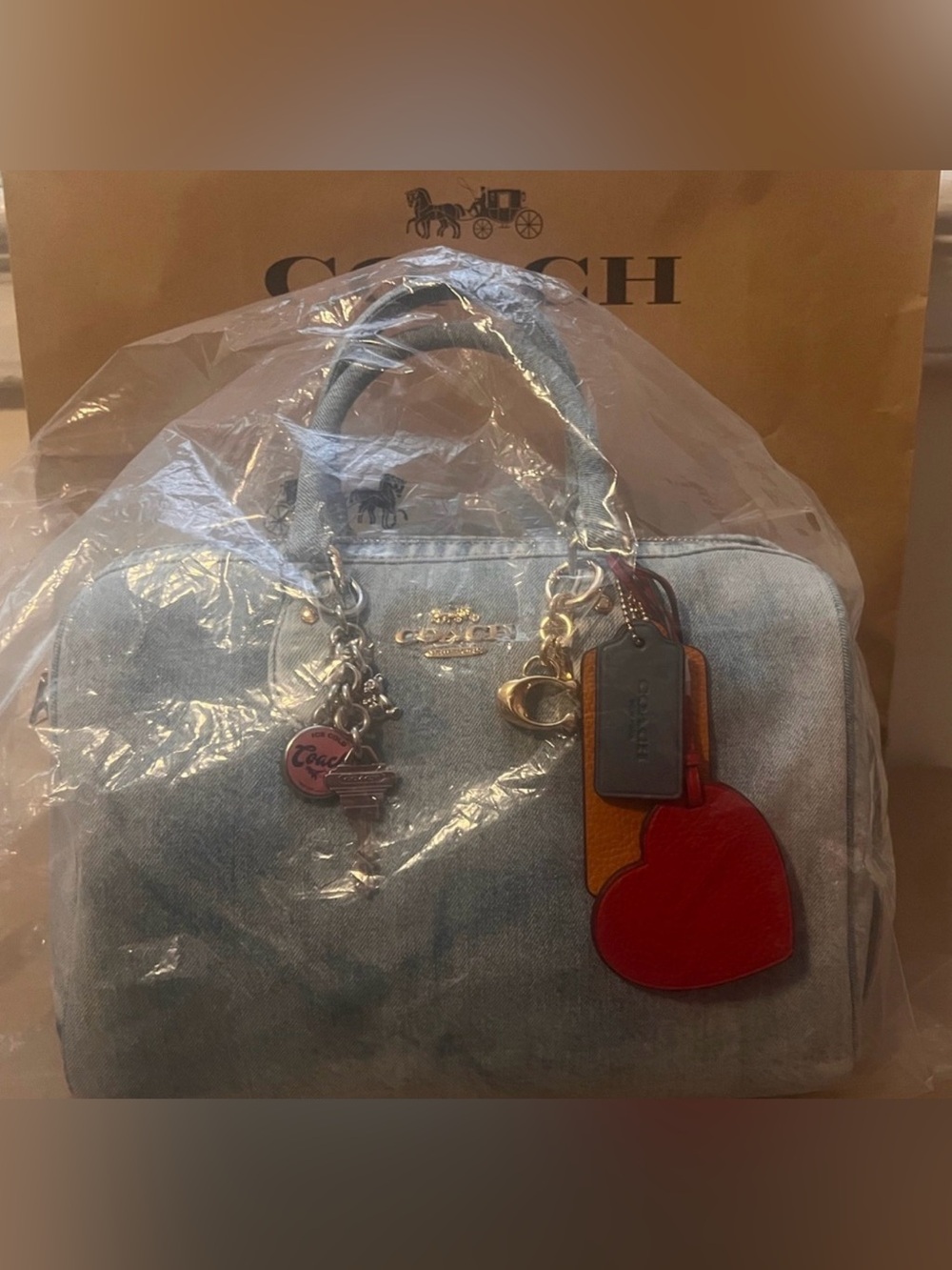 Coach Loved Denim Rowan Satchel with Charms - Picture 3 of 3